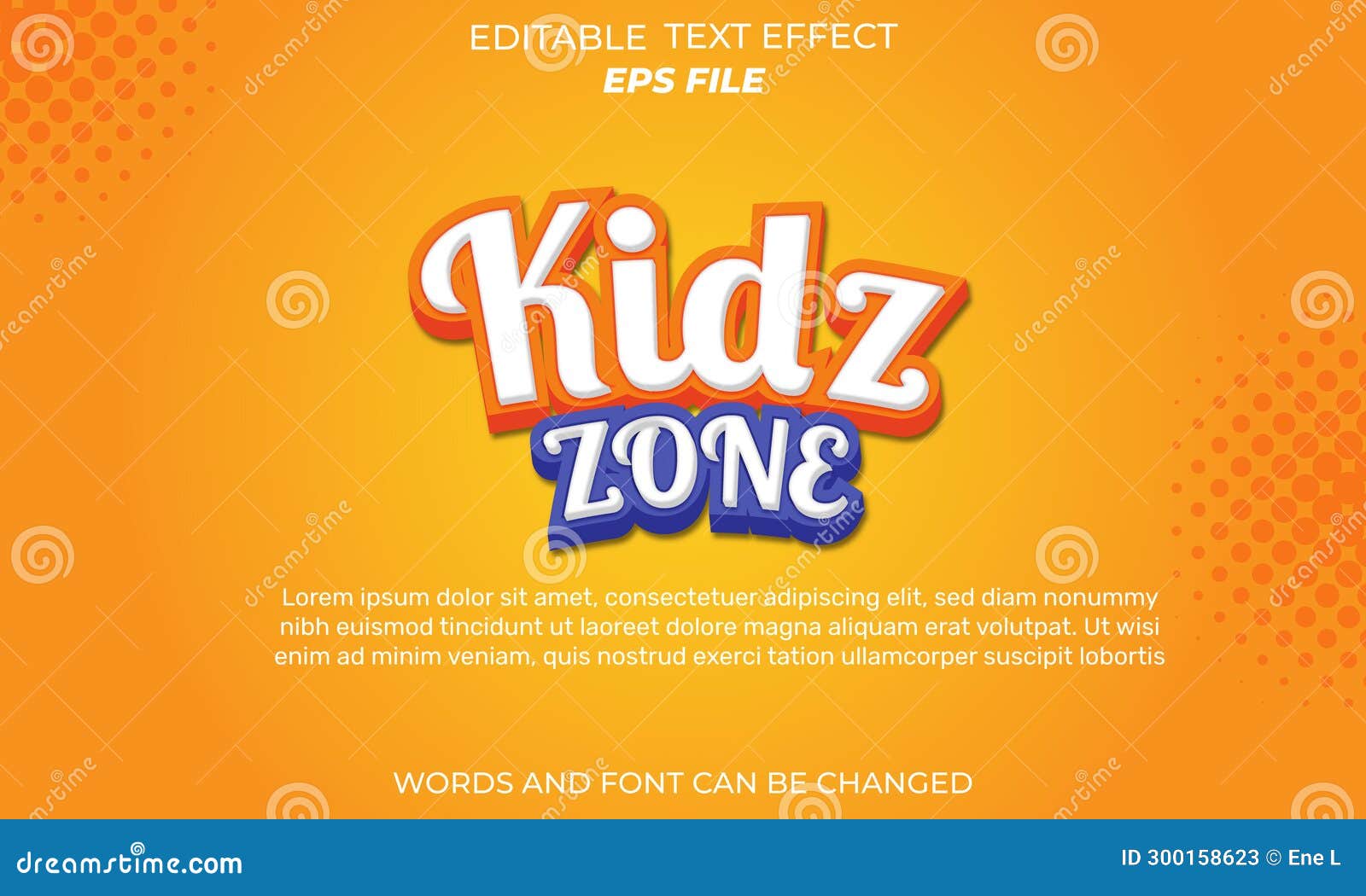 kidz zone text effect, font editable, typography, 3d text.  template