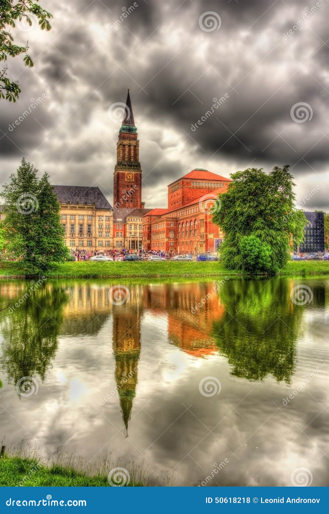 Kiel City Hall with Reflection from a Water Surface Stock Photo Image