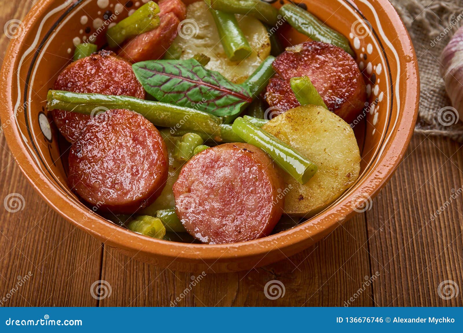 Kielbasa Green Bean and Potato Casserole Stock Photo Image of