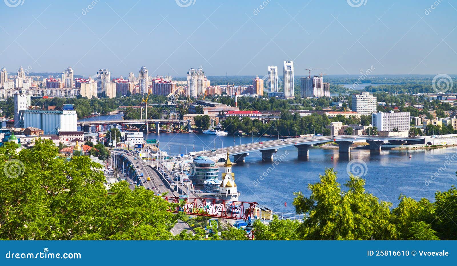 kiev cityscape and dnieper river