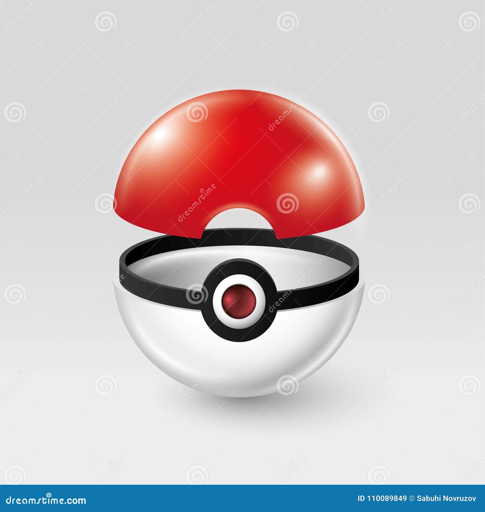 Samara, Rússia - 4 de agosto de 2016: Ícone de Pokeball sobre fundo branco.  Um Pokeball usado