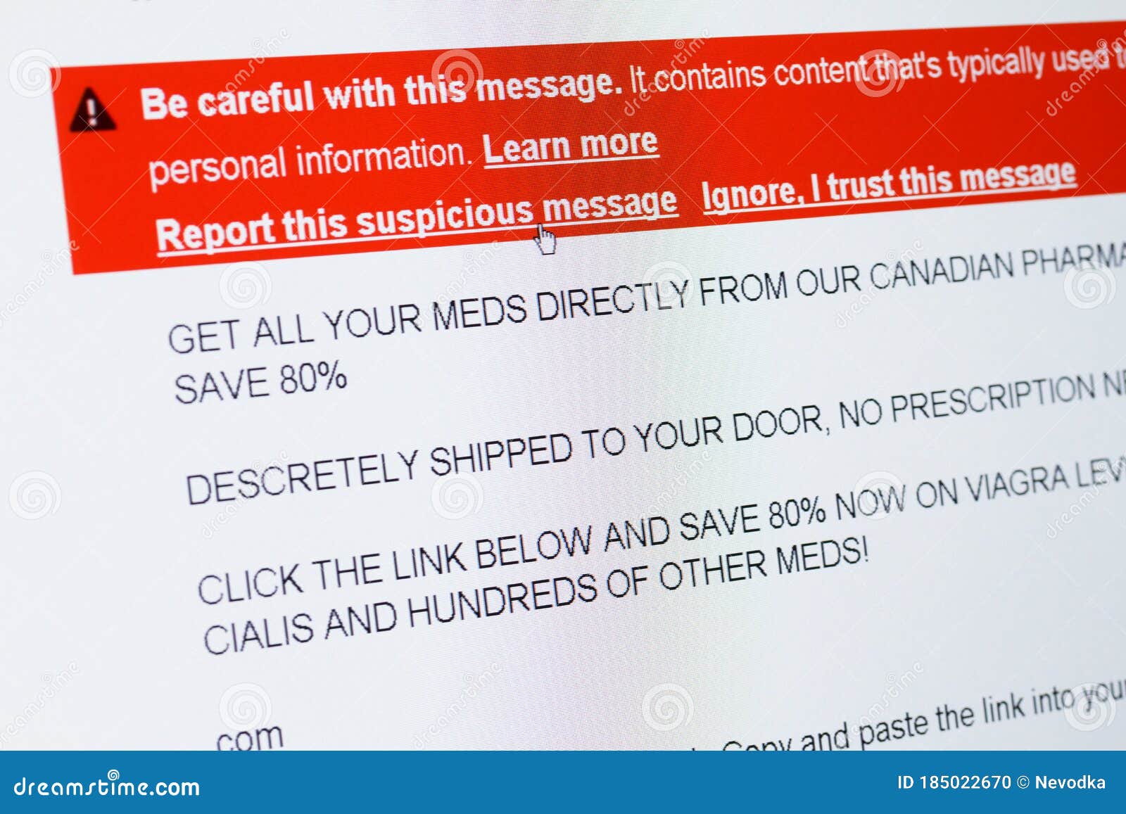 kiev, ukraine - july 13 2014: warning about spam email message in google mail