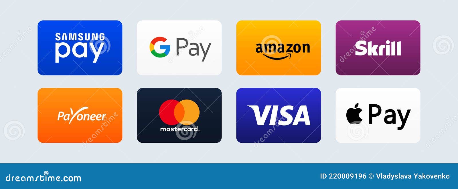Kiev, Ukraine - March 30, 2021: Payment System Logos: Apple Pay, Google  Pat, Mastercard, Visa, Samsung, Amazon, Skrill, Payoneer. Editorial Photo -  Illustration Of Method, Easy: 220009196