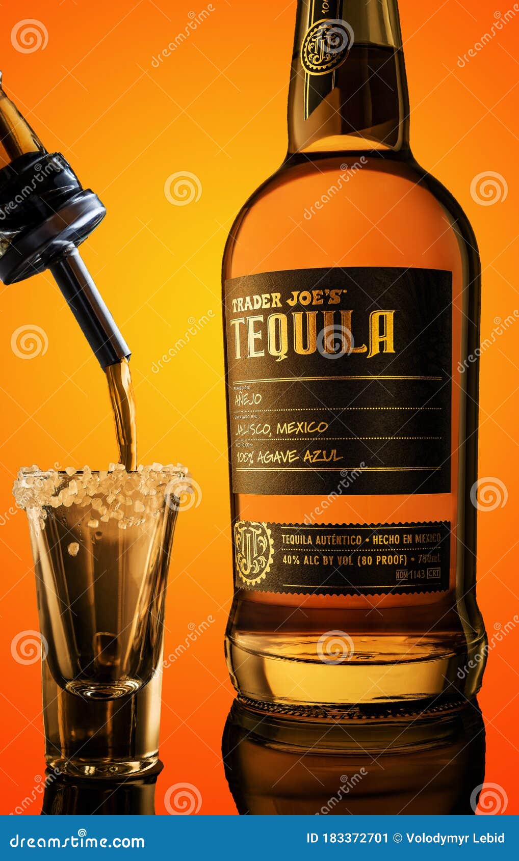 Download Kiev Ukraine May 09 2020 A Bottle Of Tequila Trader Joe S On An Orange Yellow Background Next To A Glass Of Editorial Photo Image Of Alcohol Malt 183372701 Yellowimages Mockups