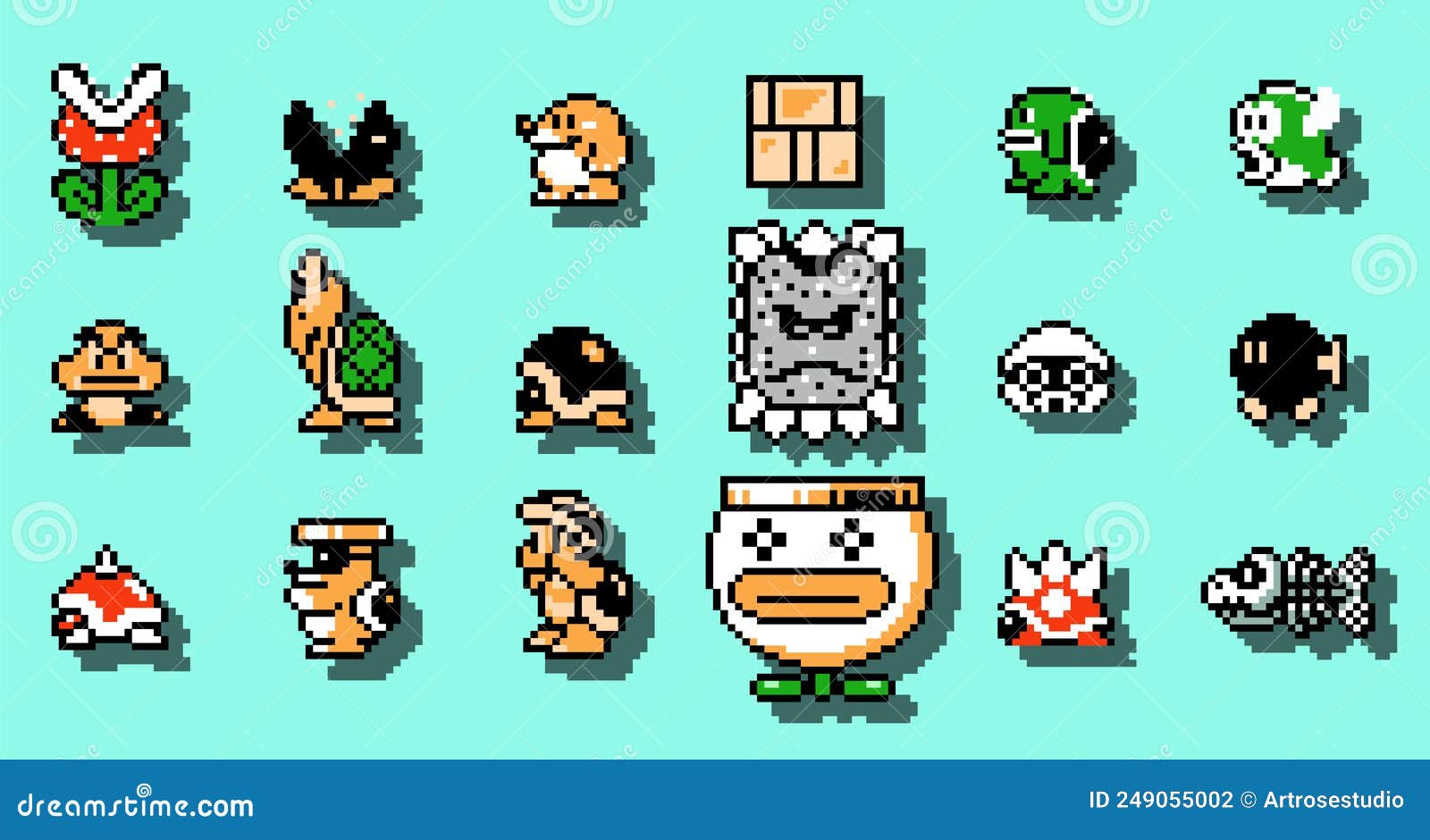 Set of Enemies Characters from Super Mario World Classic Video Game, Pixel  Design Vector Illustration Editorial Photo - Illustration of illustrative,  gaming: 239217756