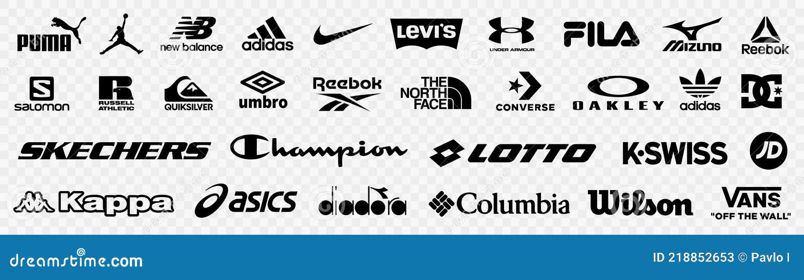 Kiev, Ukraine - May 15, 2021: Set Top Popular Logos Brands. Nike, Adidas, Puma, Under Armour, Kappa, Fila, Editorial Stock Photo - of columbia, lotto: 218852653