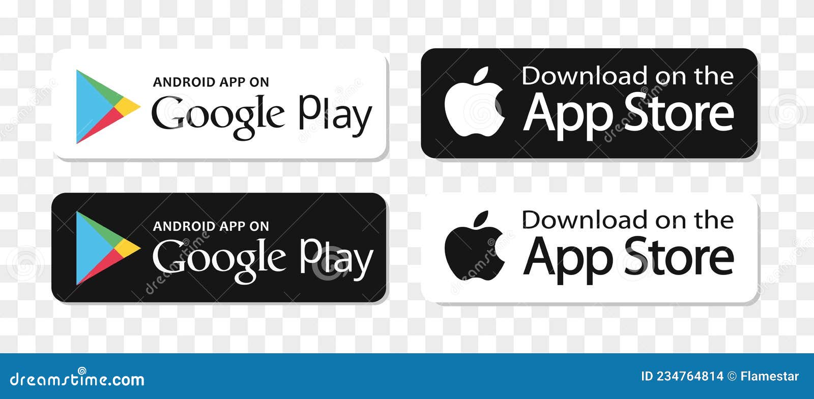 App store google play microsoft  button set Vector Image