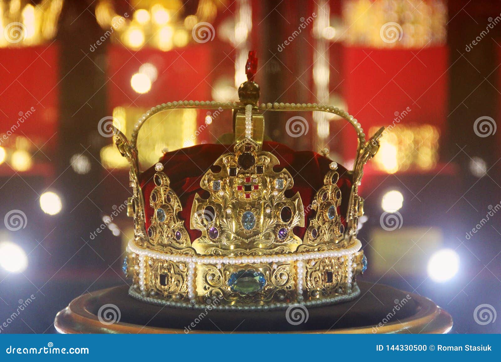 Golden Crown with Precious Stones Stock Photo - Image of medieval ...