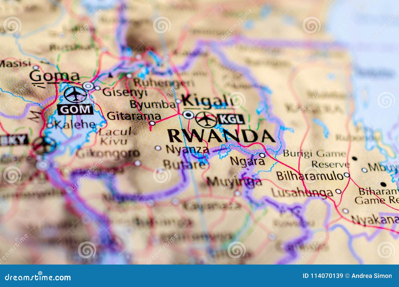 kigali rwanda on map