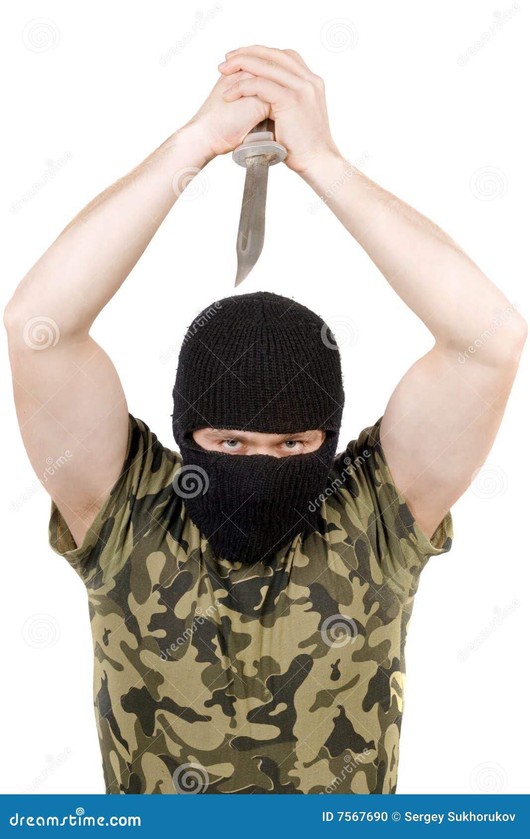 The Killer with a Knife in a Black Mask Stock Photo Image of danger