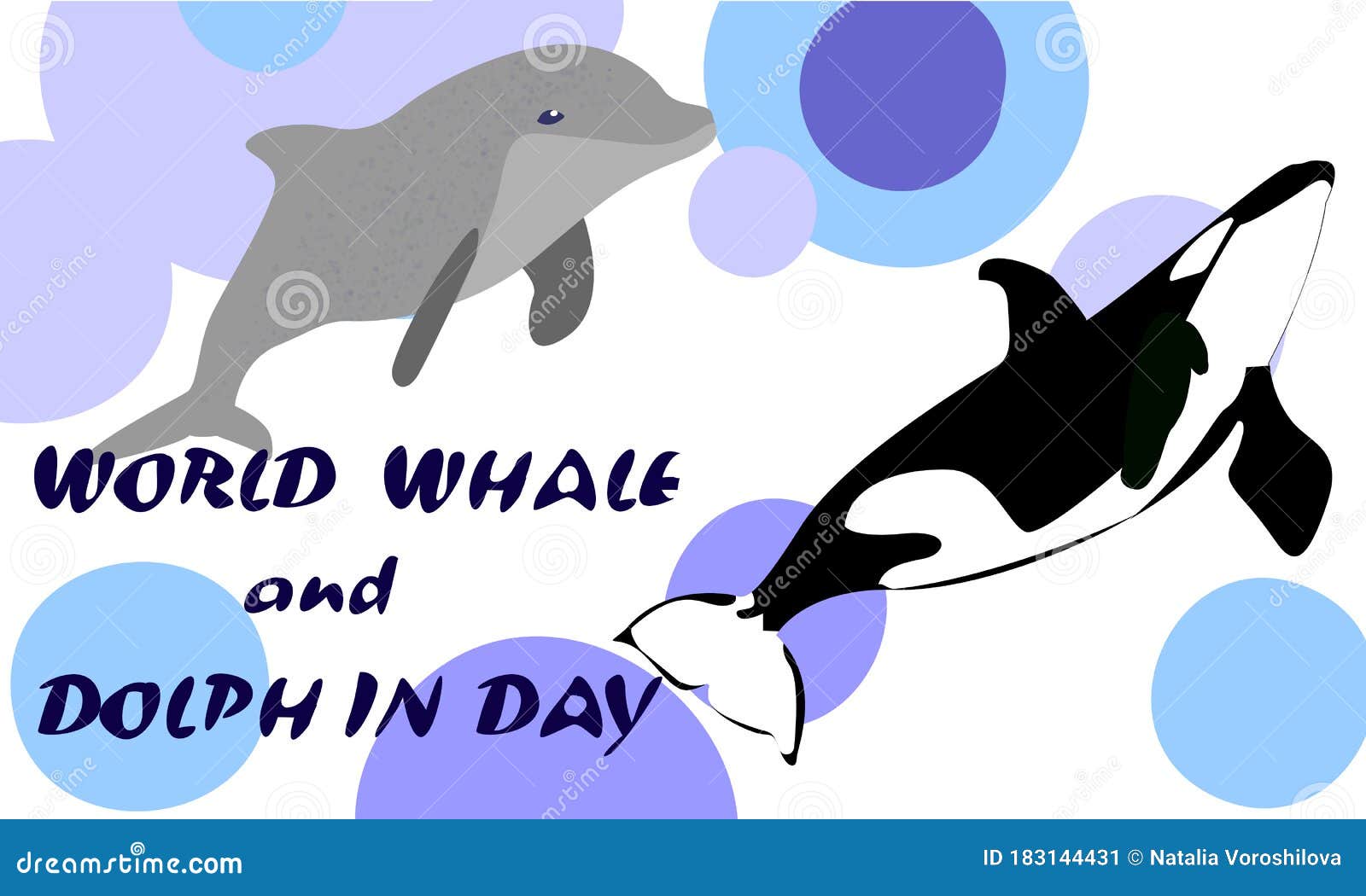 World Whale and Dolphin Day Poster.Vector Illustration Stock Vector