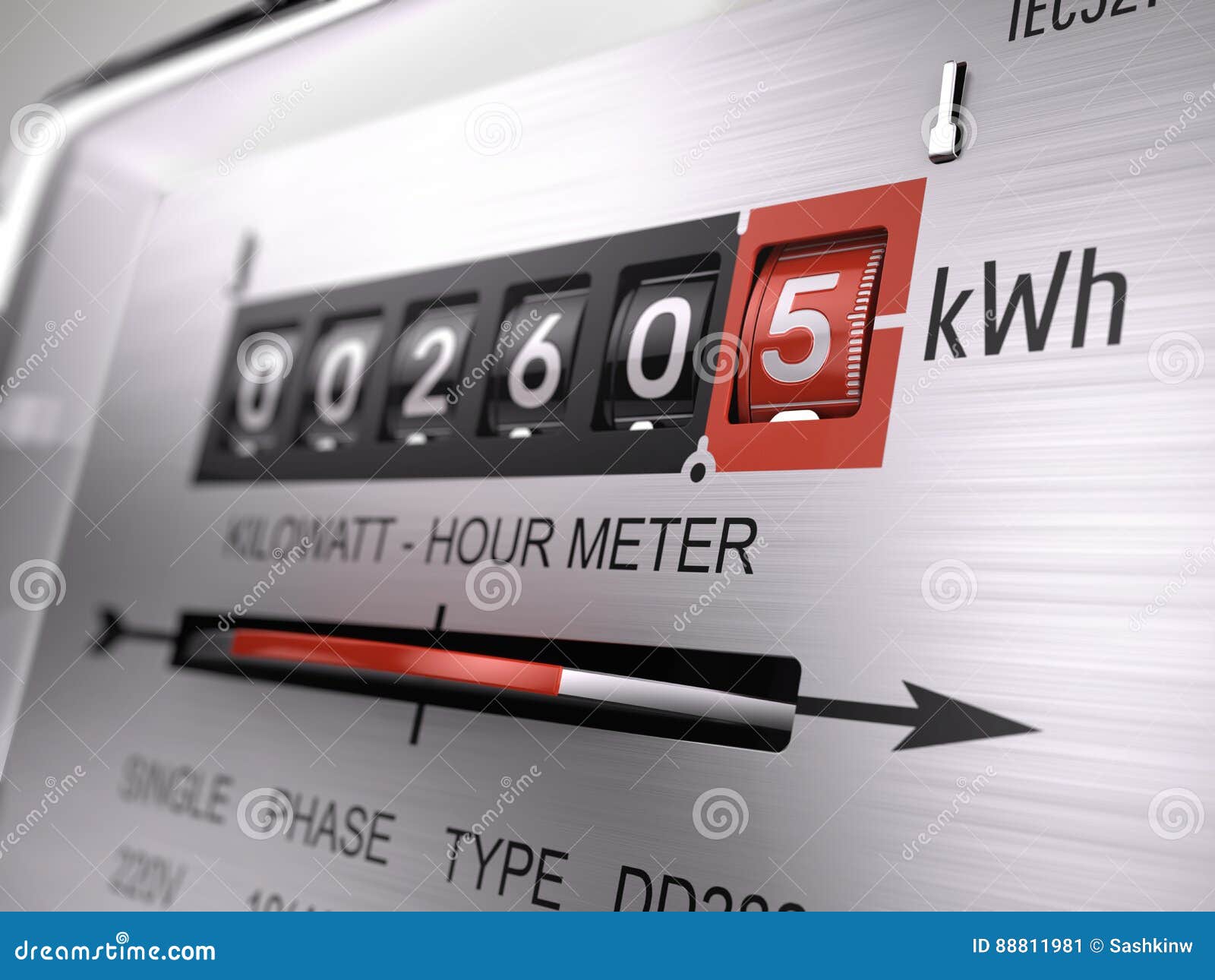 kilowatt hour electric meter, power supply meter - closeup view