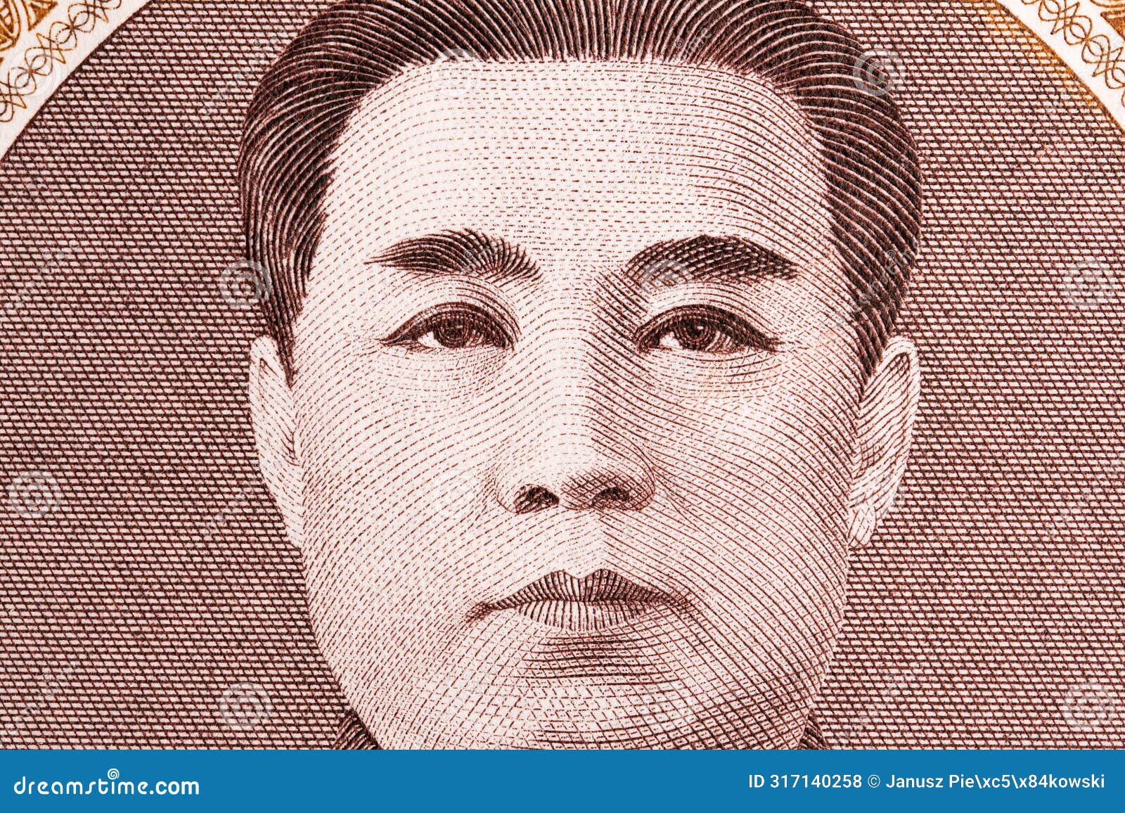 kim il sung a closeup portrait from north korean money