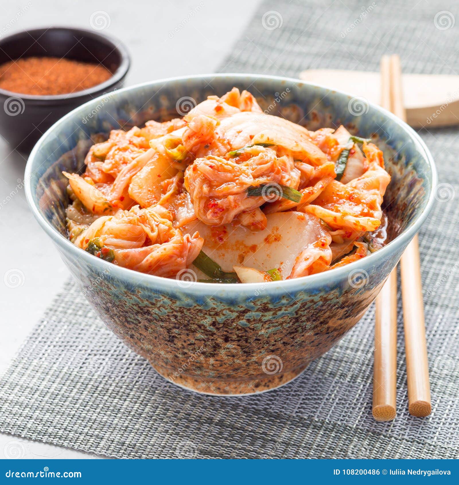 Kimchi Cabbage Korean  Appetizer  In A Bowl Square Stock 