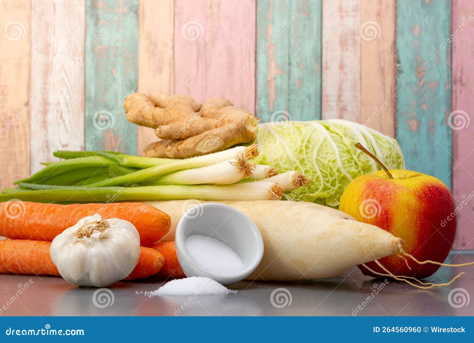Kimchi, a Korean Specialty. All Ingredients. Stock Photo Image of