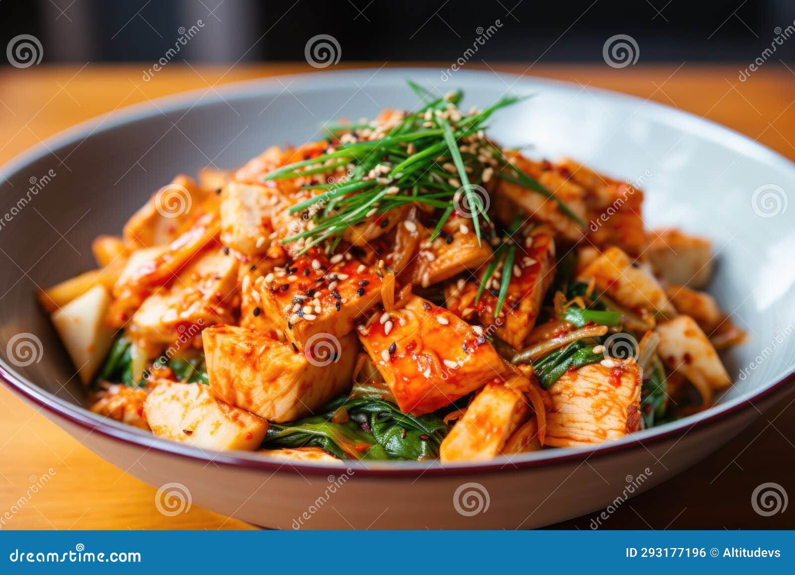 Kimchi Mixed with Sliced Tofu in a Salad Stock Photo Image of dish