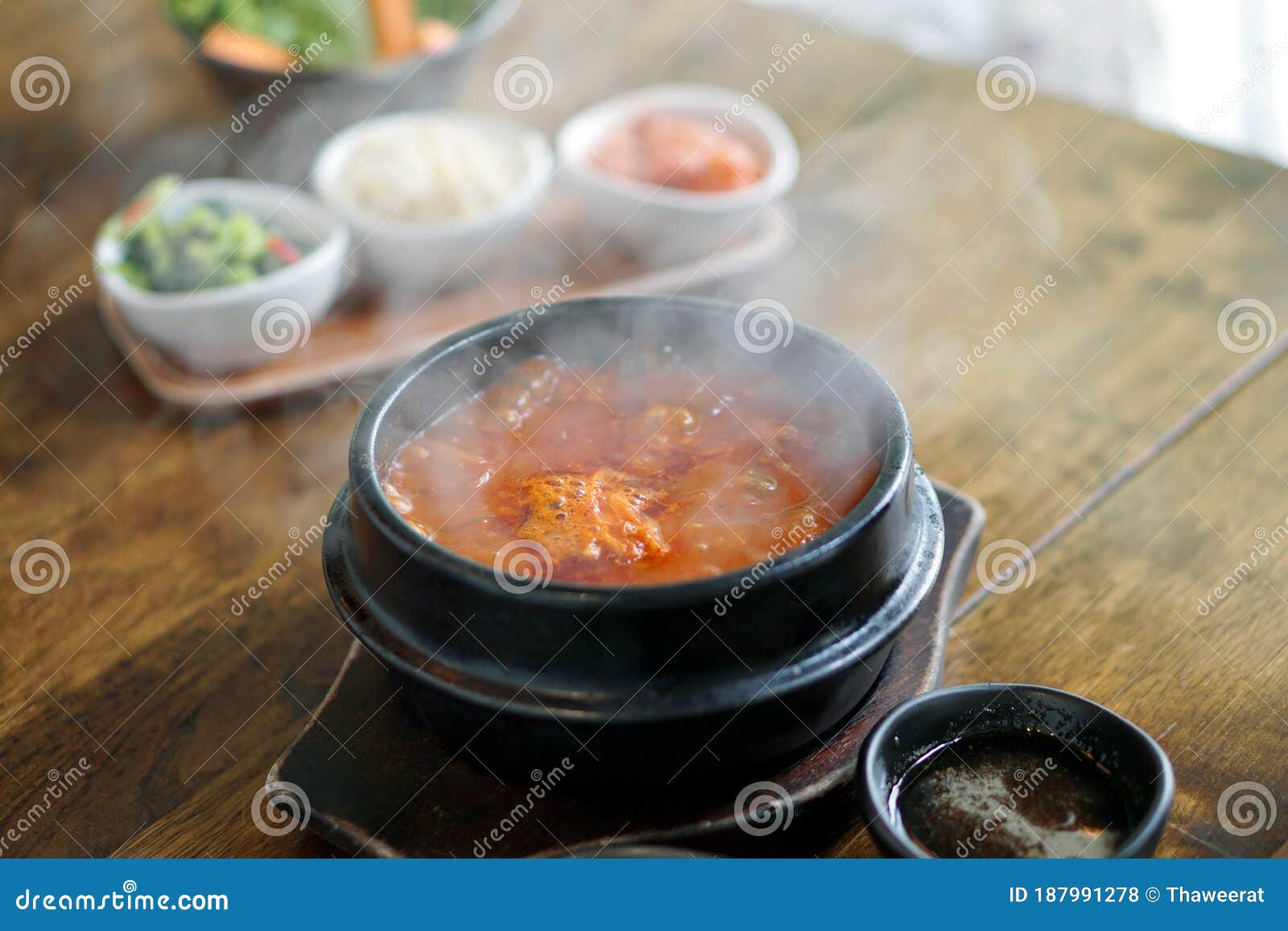 Kimchi Soup with Tofu and Pork Belly Served in Clay Pot, One of the