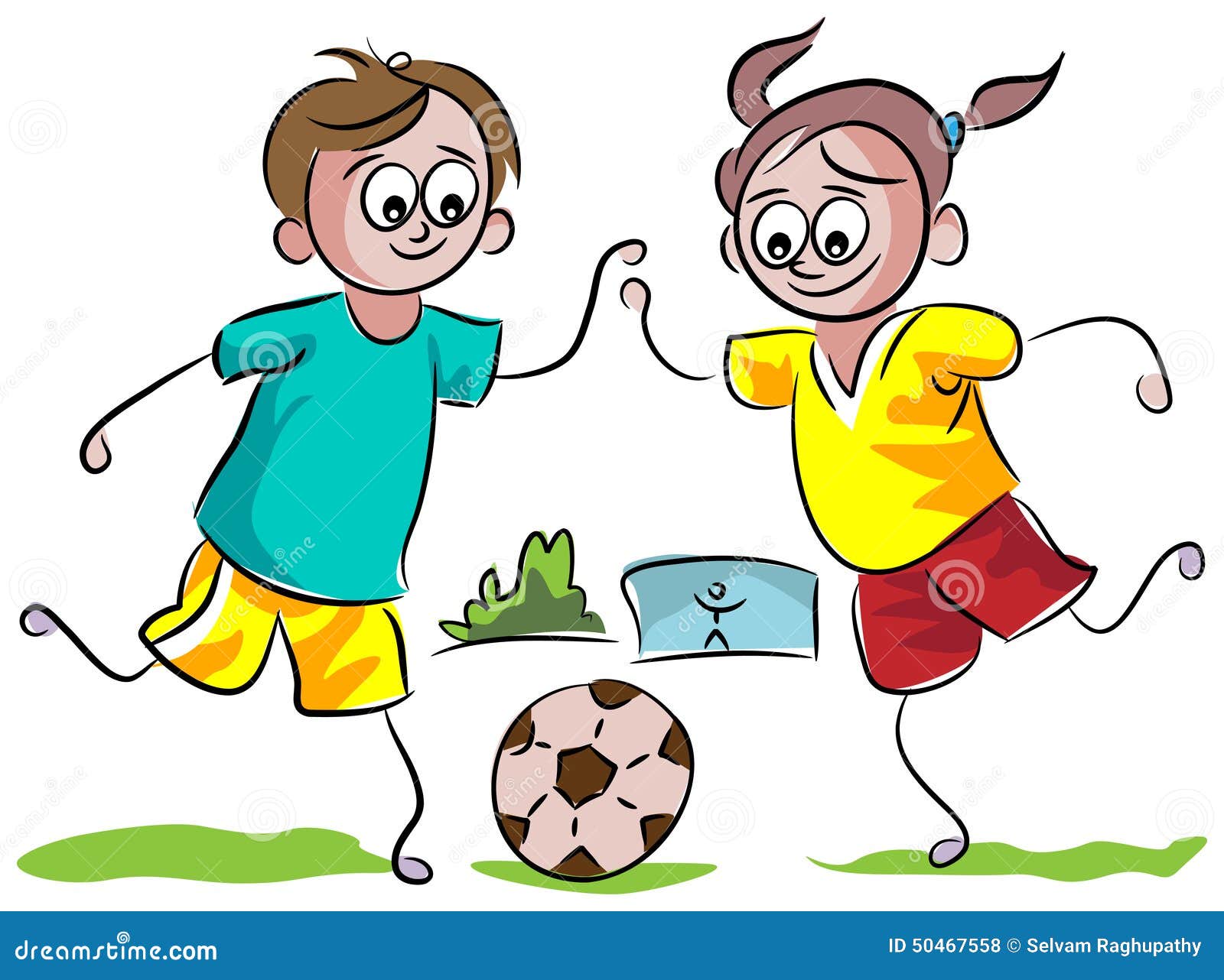 Kinder Die Fussball Spielen Vektor Abbildung Illustration Von Spielen Fussball