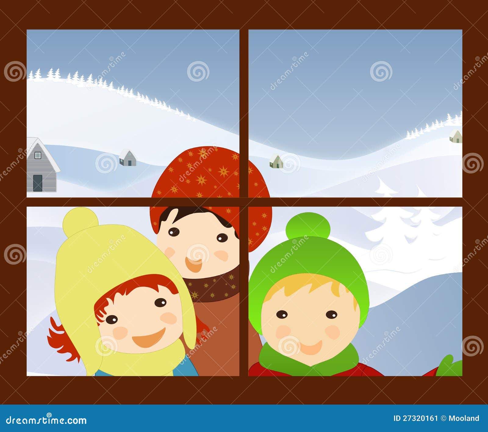 Kinder, Die Weihnachtsliede Am Fenster Singen Stock