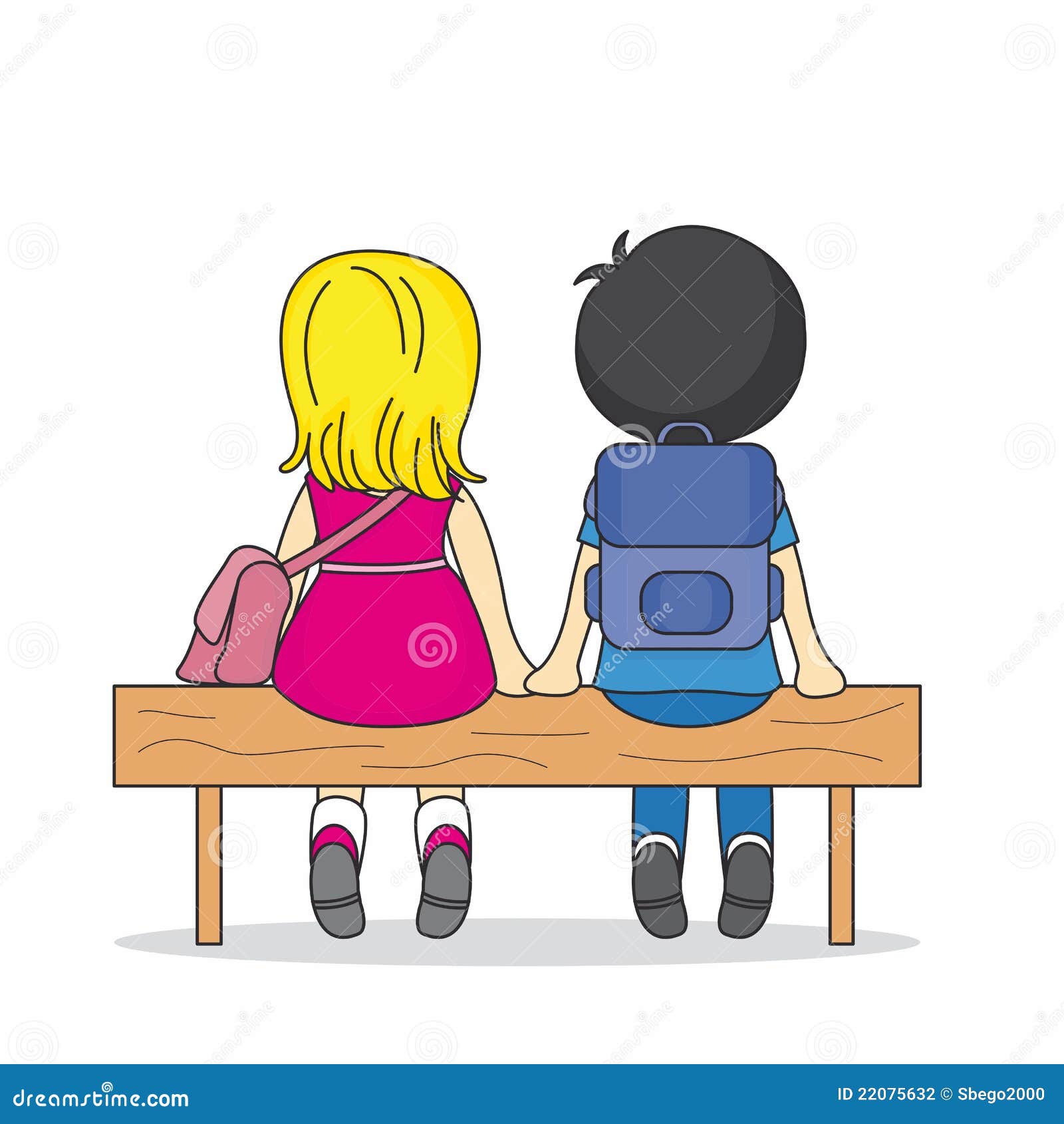 In Zak En As Zitten Kinderen Die Op Een Bank Zitten Vector Illustratie - Illustration of