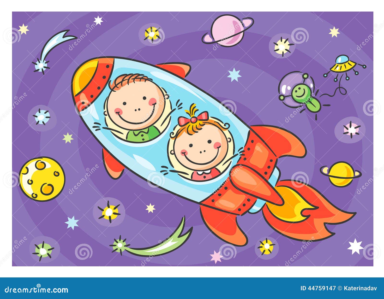 Kinderen Die Onderzoeken Vector Illustratie - Illustration of reis, astronomie: 44759147