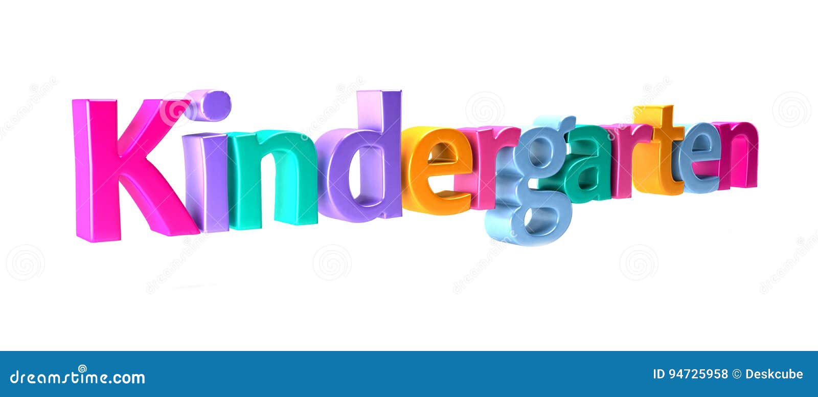 Kindergarten Colorful Word. 3D Rendering Illustration Stock