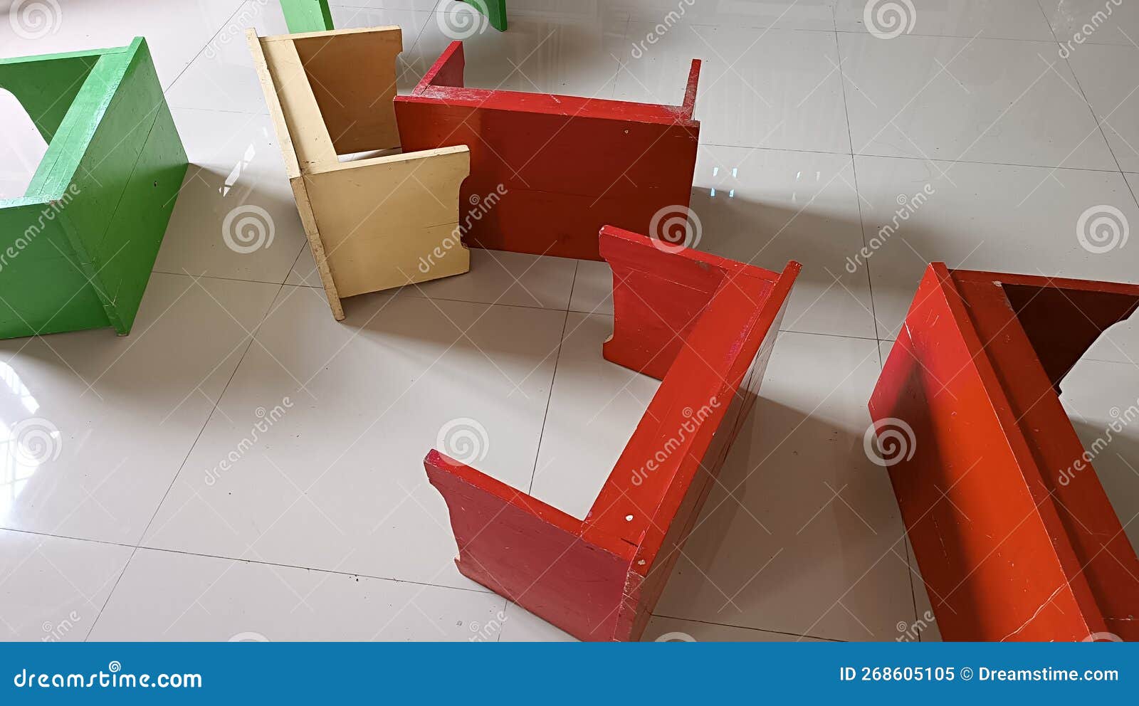 Kindergarten school desk stock image. Image of chair 268605105