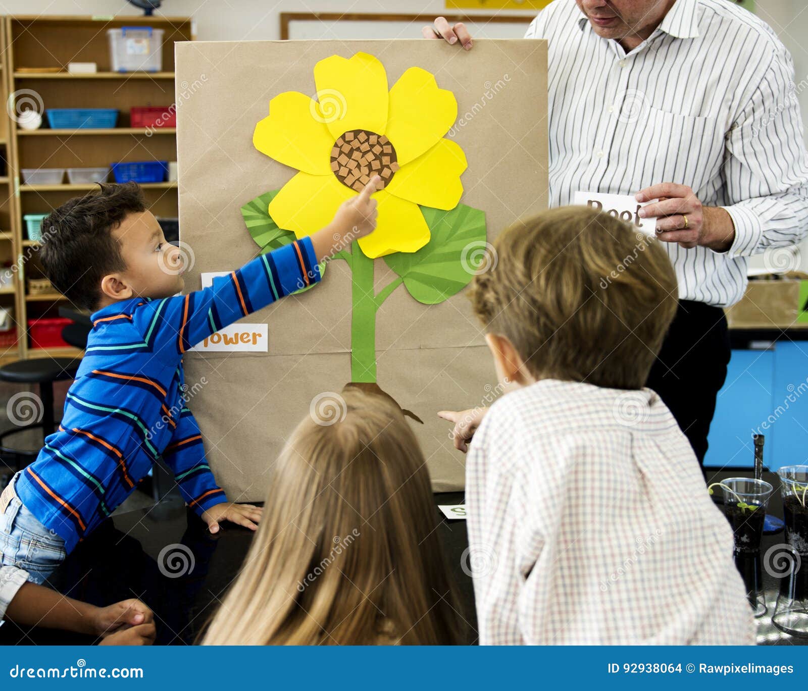 Kindergarten Students Learning Flower Structure Stock Photo Image of