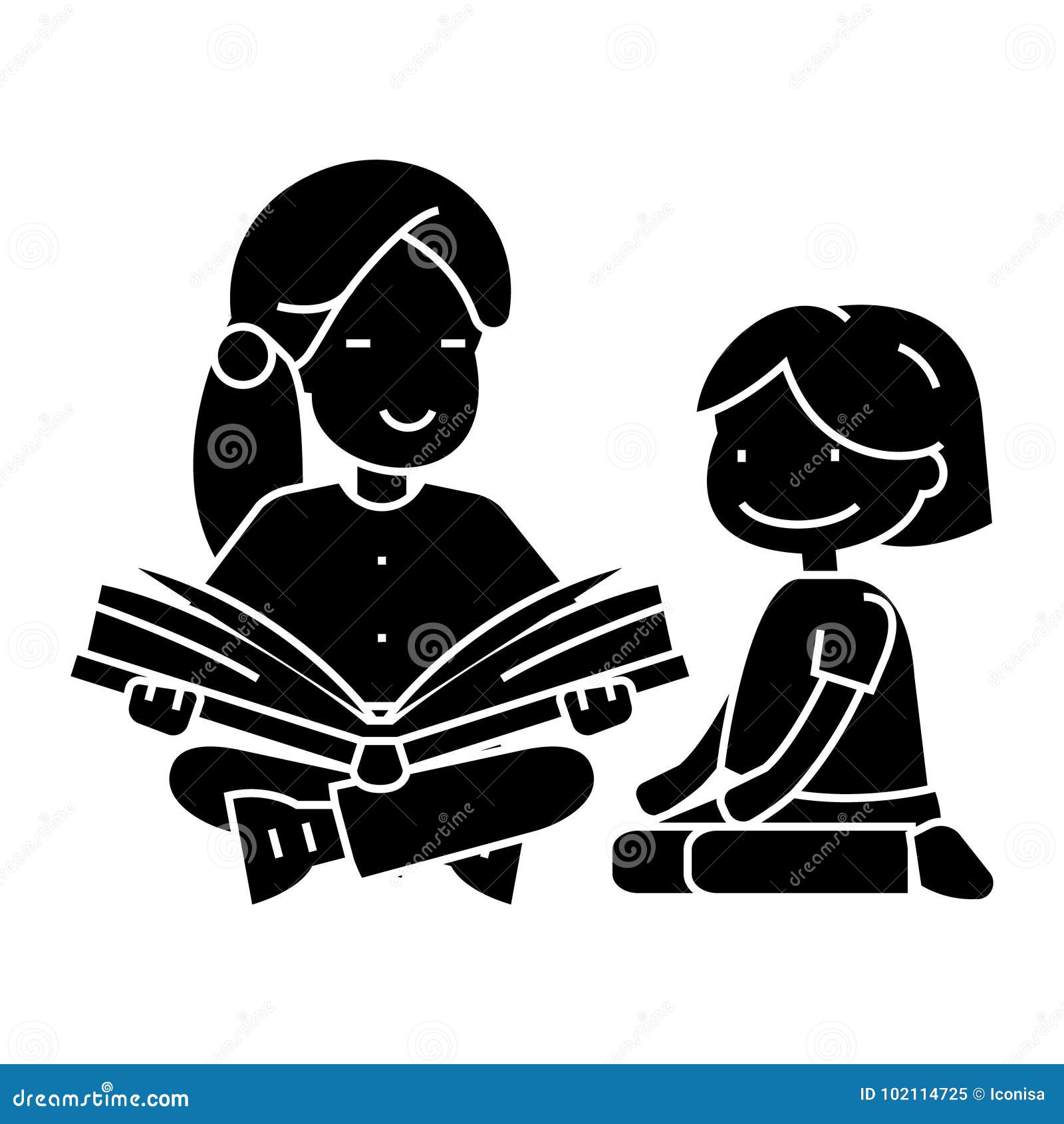 Kindergarten Teacher, Woman Reading Book To Girl Icon