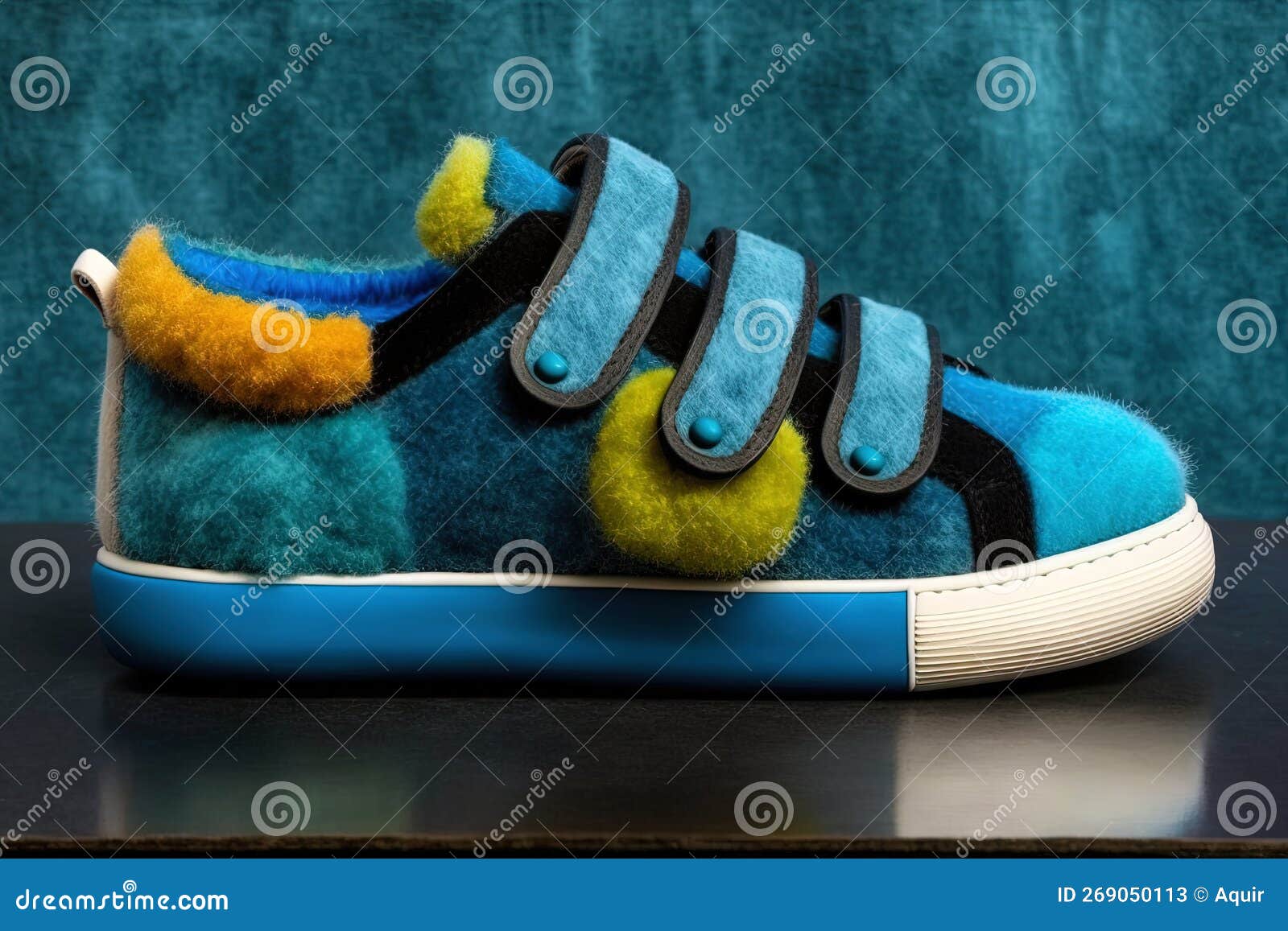 Kinderschuhe. Kinder Modische Sneakers Aus Filz. Generative Hilfe. Bunte  Babyschuhe Mit Klettband Stock Abbildung - Illustration von nahaufnahme,  nett: 269050113