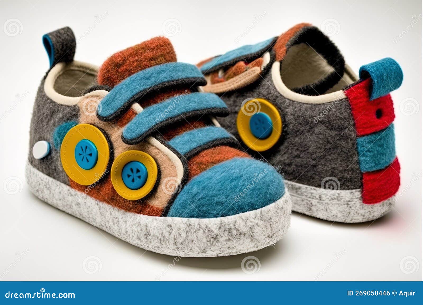 Kinderschuhe. Kinder Modische Sneakers Aus Filz. Generative Hilfe. Bunte  Babyschuhe Mit Klettband Stock Abbildung - Illustration von niedrig,  schätzchen: 269050446