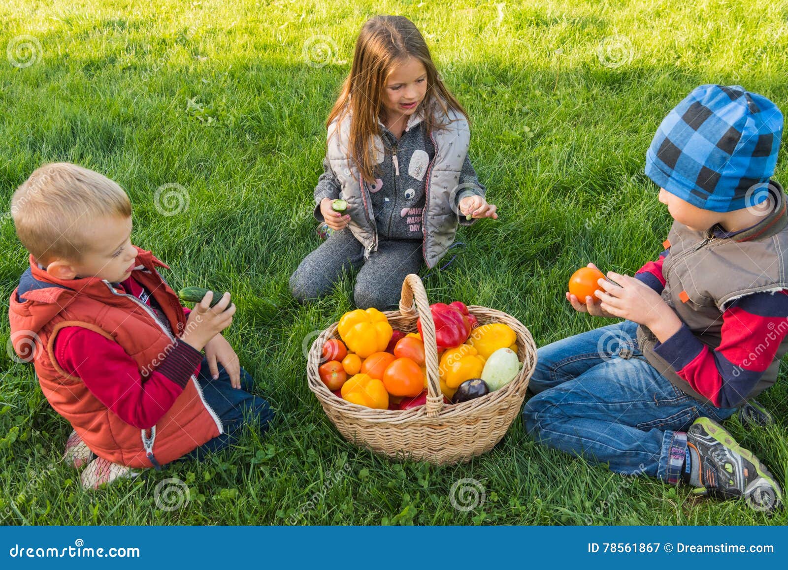 Kinderspiel Im Garten Auf Dem Gras Stockbild Bild von