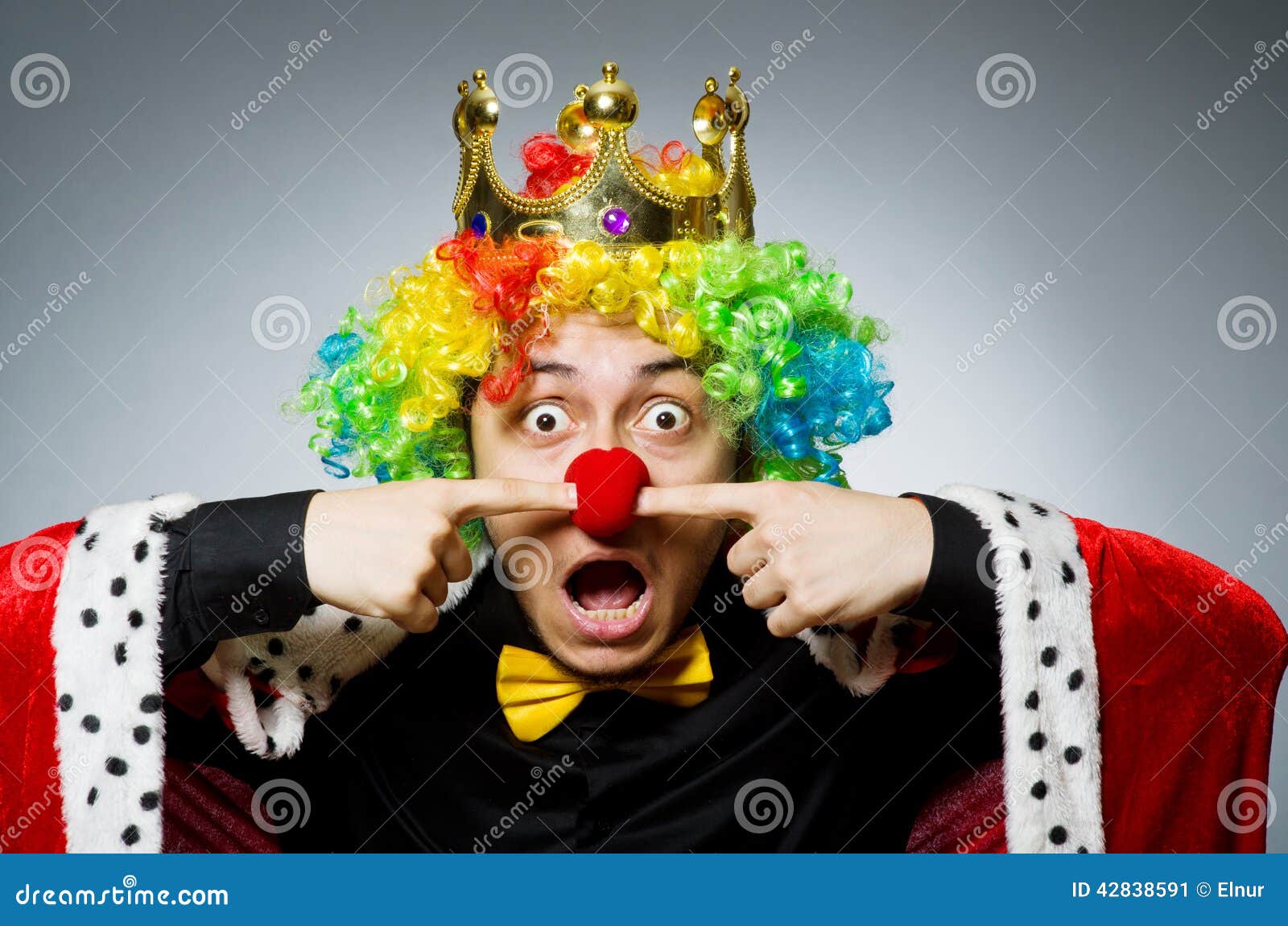 King businessman. Studio, clown.