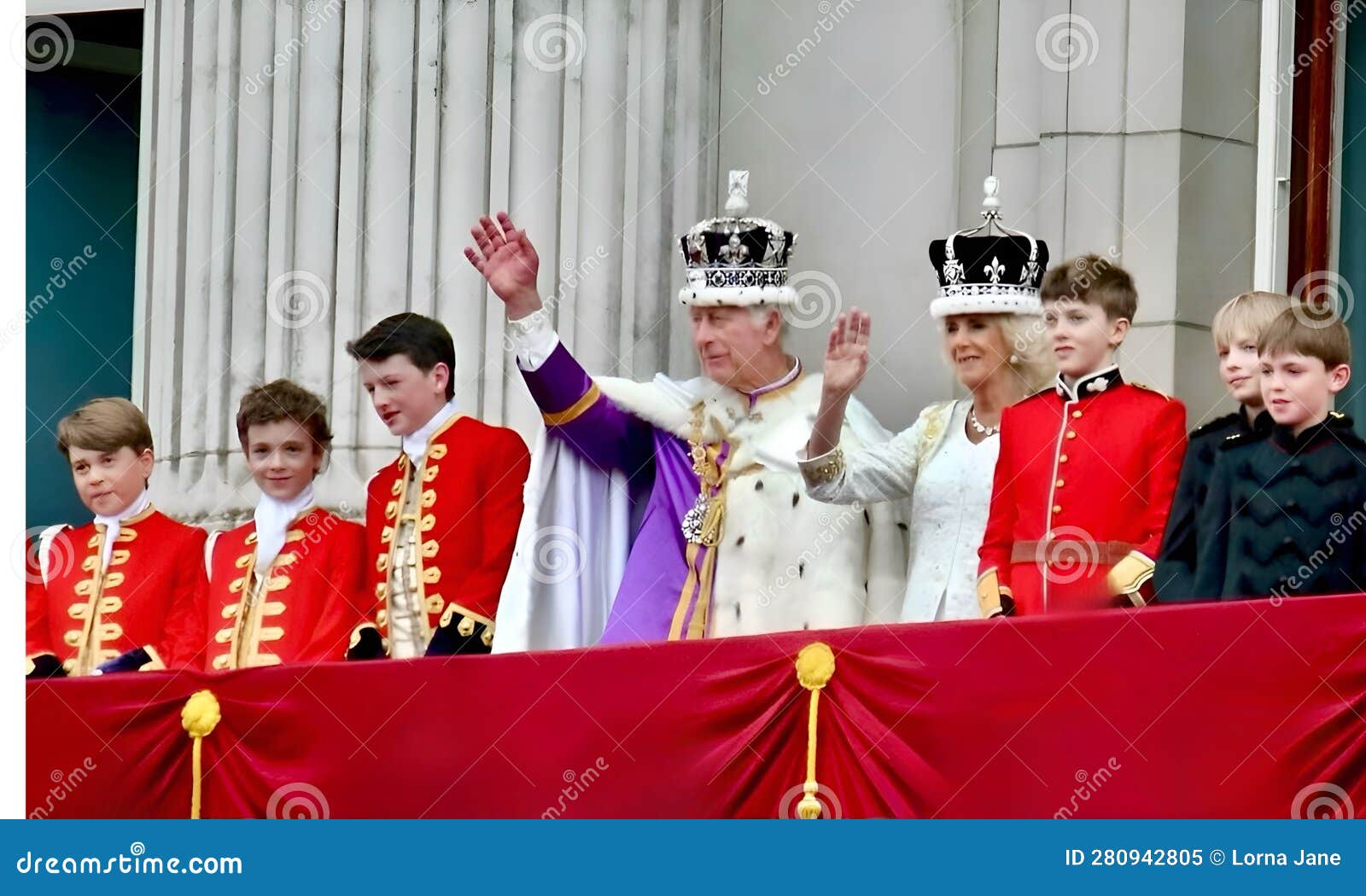 King Charles Iii And Queen Consort Camilla Are Seen On The Balcony Of