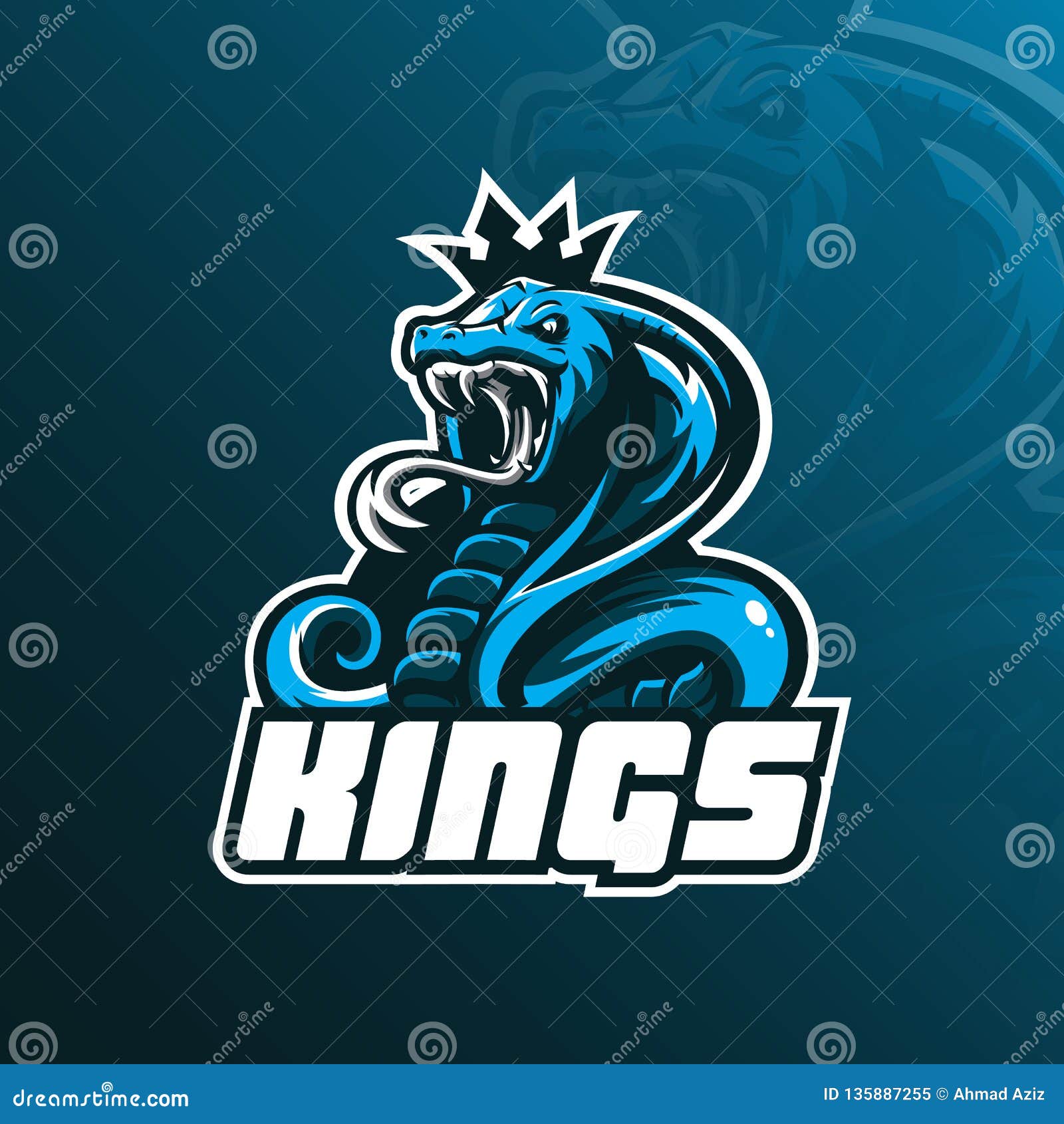 king cobra mascot logo   with modern  concept style for badge, emblem and tshirt printing. angry cobra