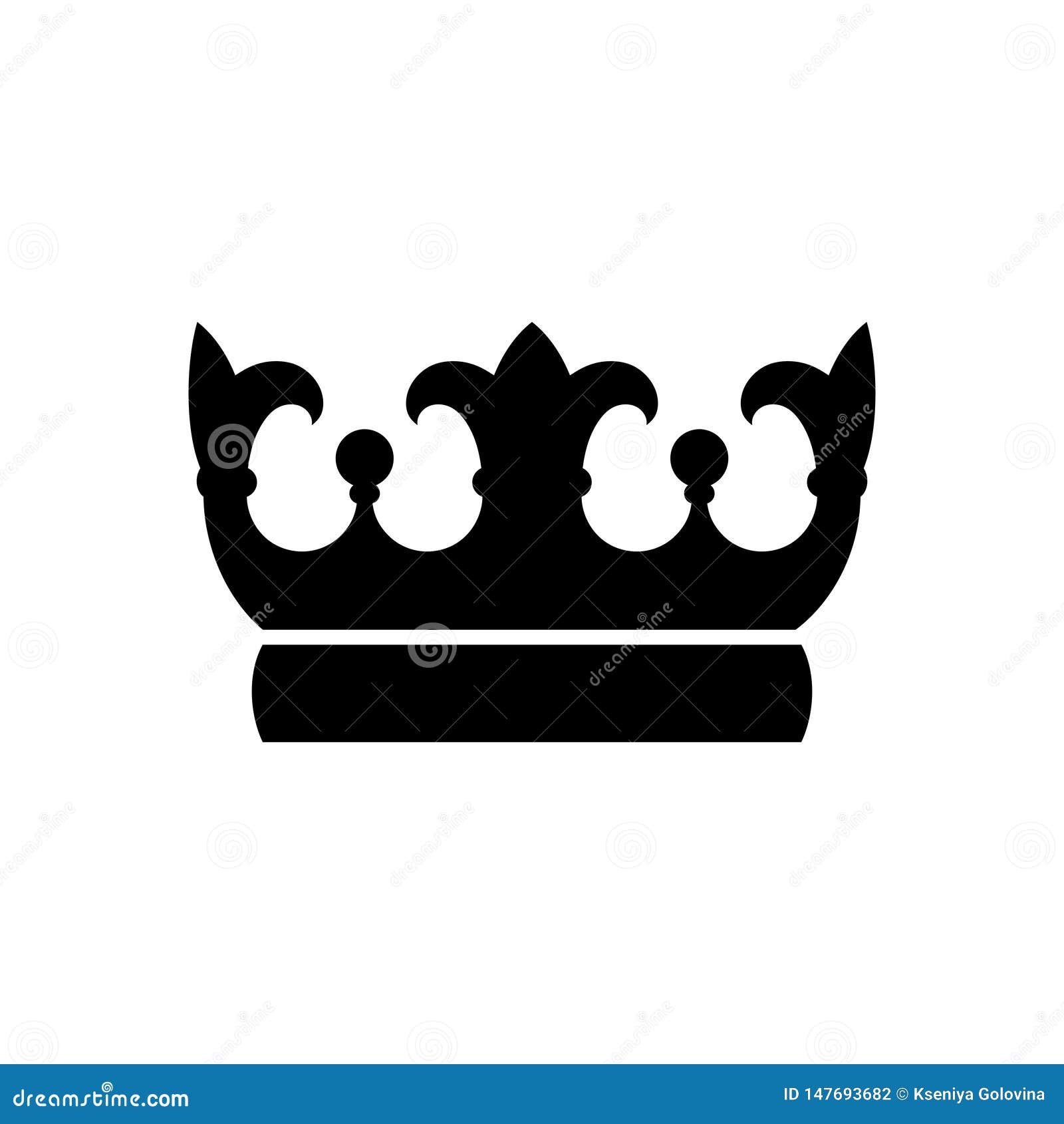 King Crown, Black Icon on White Background Stock Vector - Illustration of  english, element: 147693682