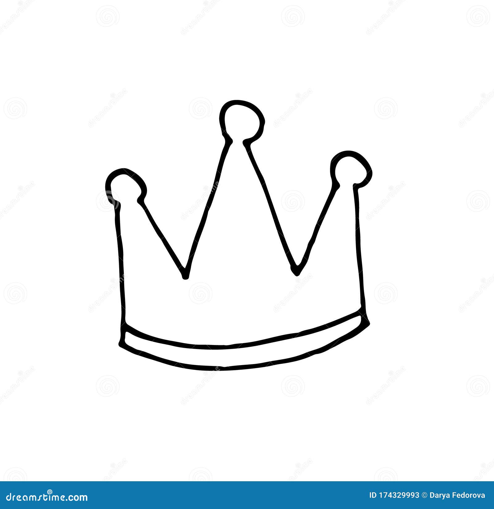 The King Crown Doodle Style. Vector Hand Drawn Cartoon Illustration ...