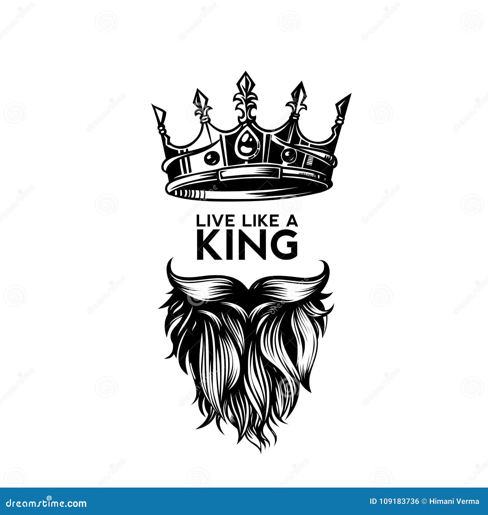 King Crown, Moustache and Beard Logo Vector Illustration Stock Vector -  Illustration of face, crown: 109183736