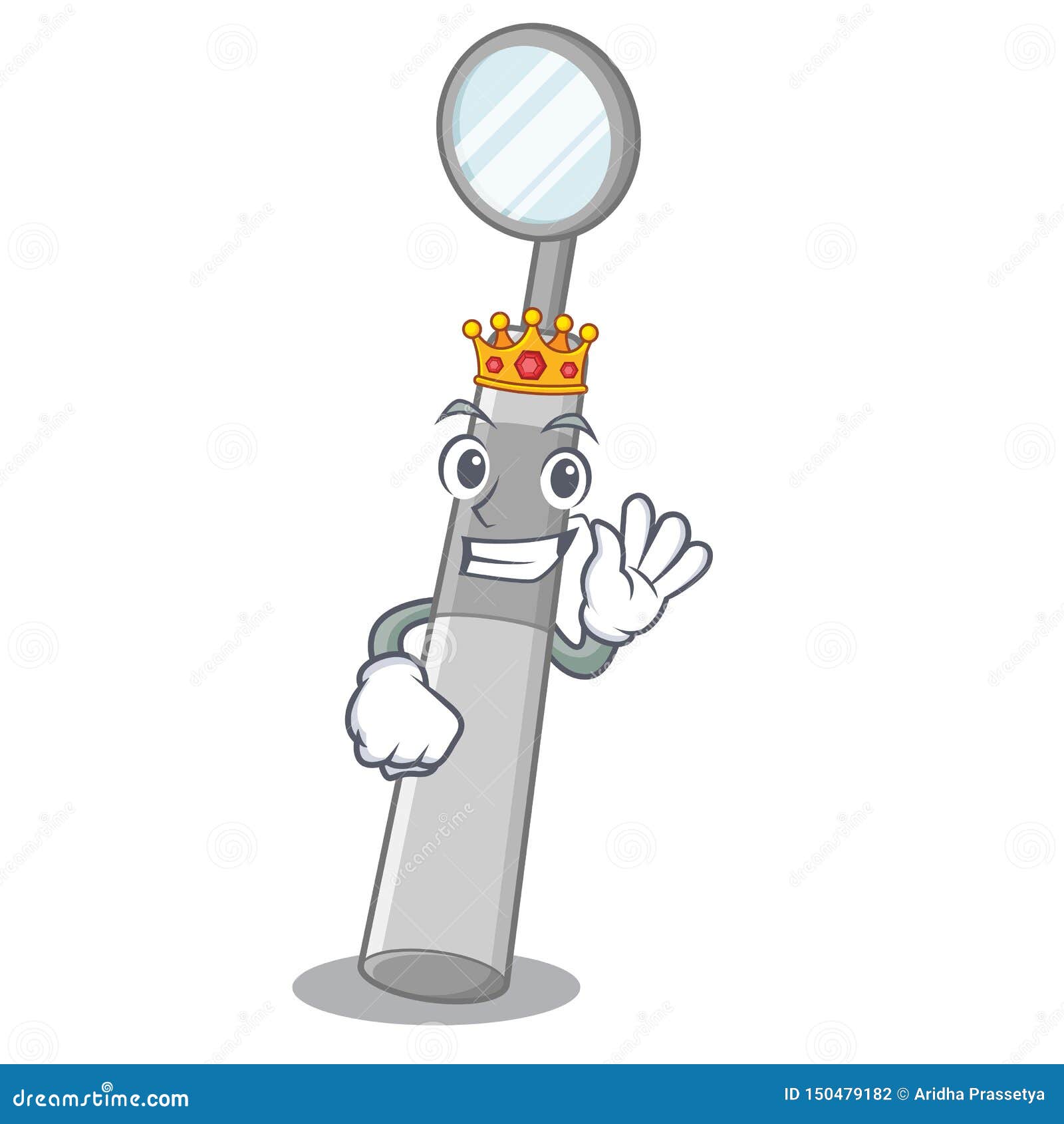 King Dental Mirror in a Cartoon Basket Stock Vector Illustration of