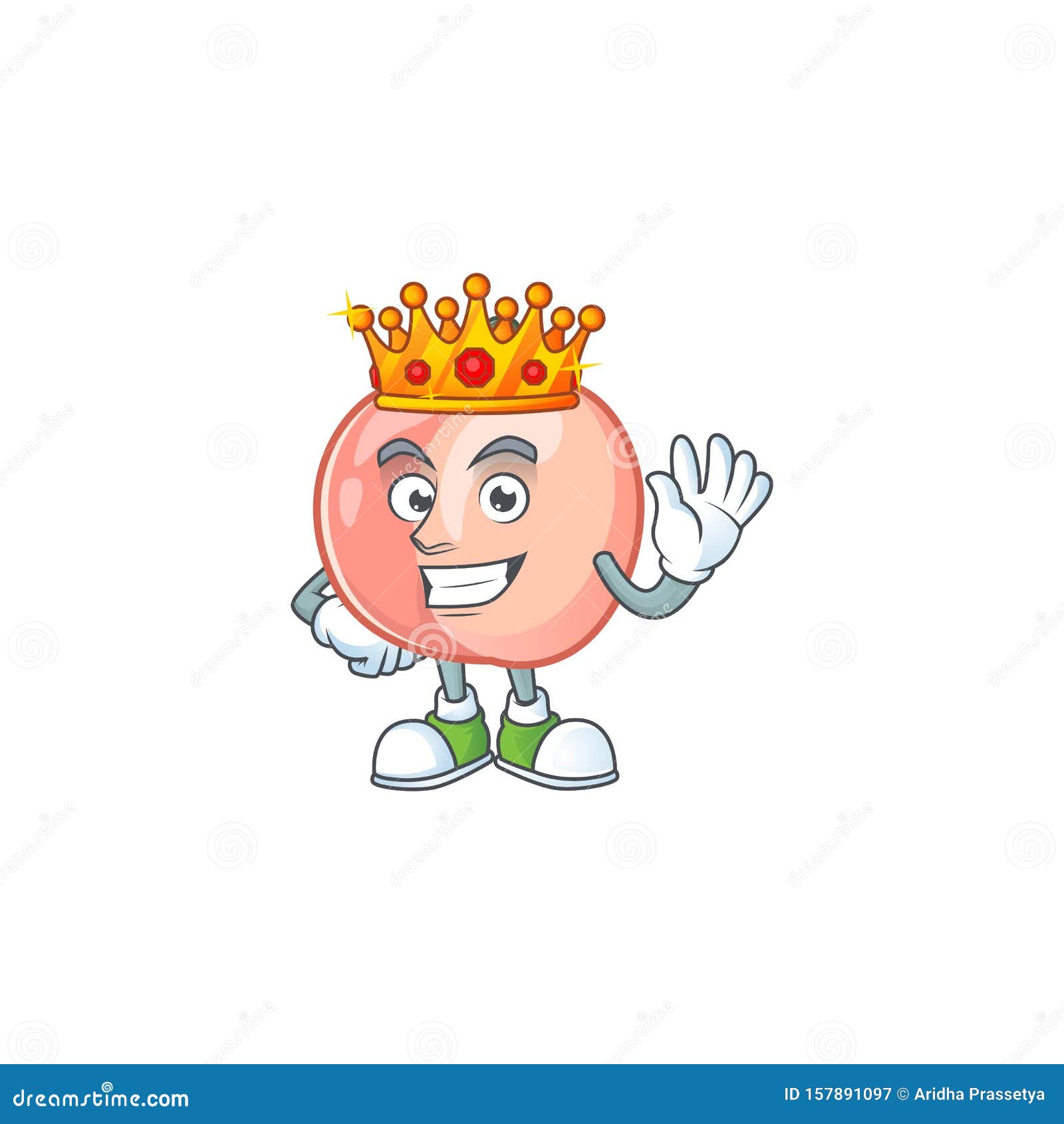 King Fruit Peach Fresh Character with Mascot Stock Vector