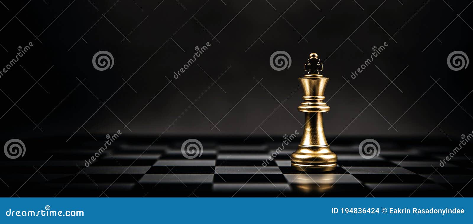 king golden chess standing on chess board concept of business strategic plan