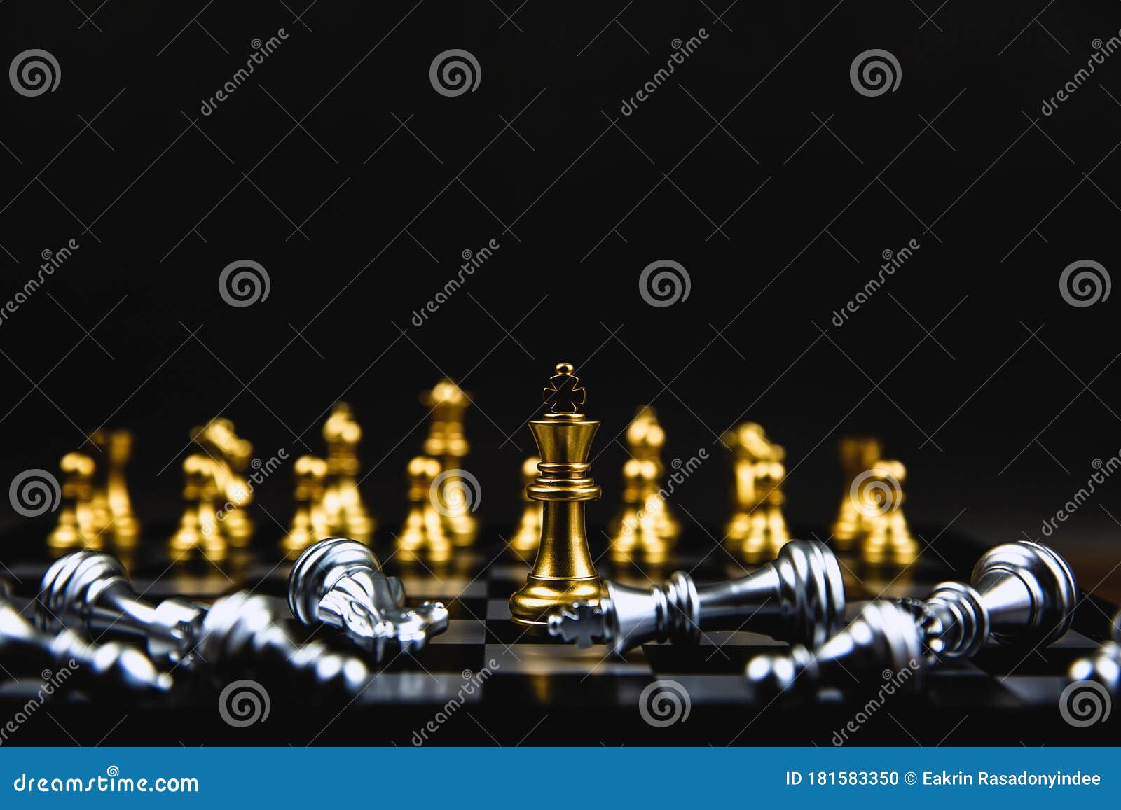 King chess standing on chess board. Business planning, strategy