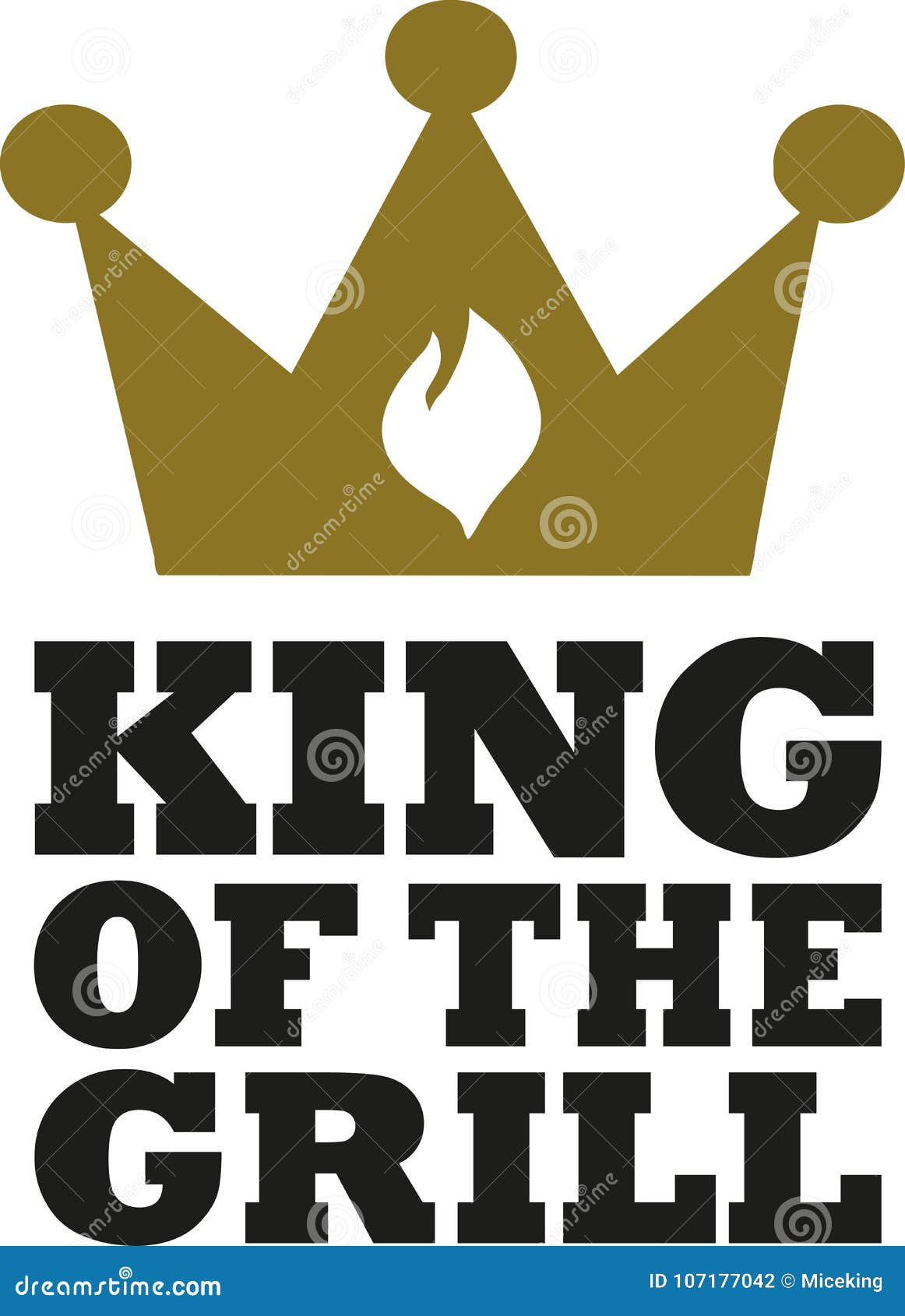 king of the grill with crown and flame