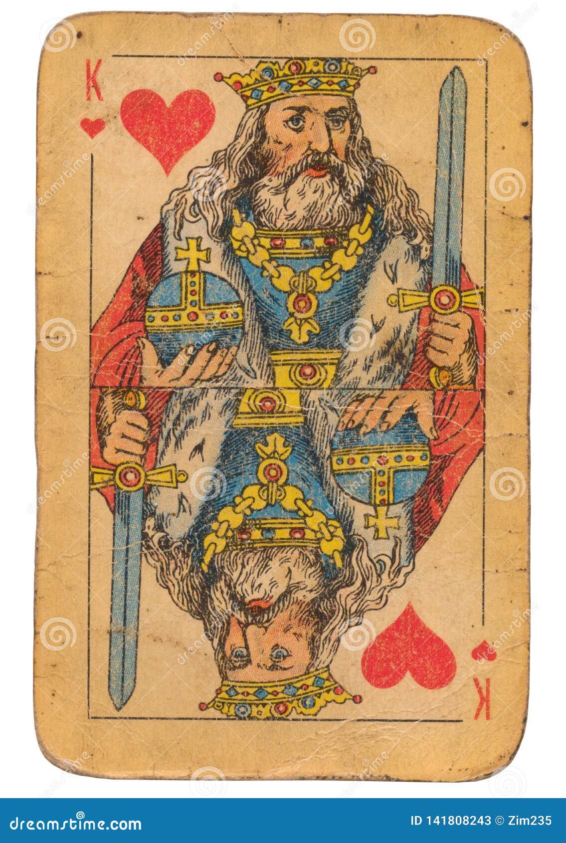 King Of Hearts Old Grunge Soviet Style Playing Card Stock Image
