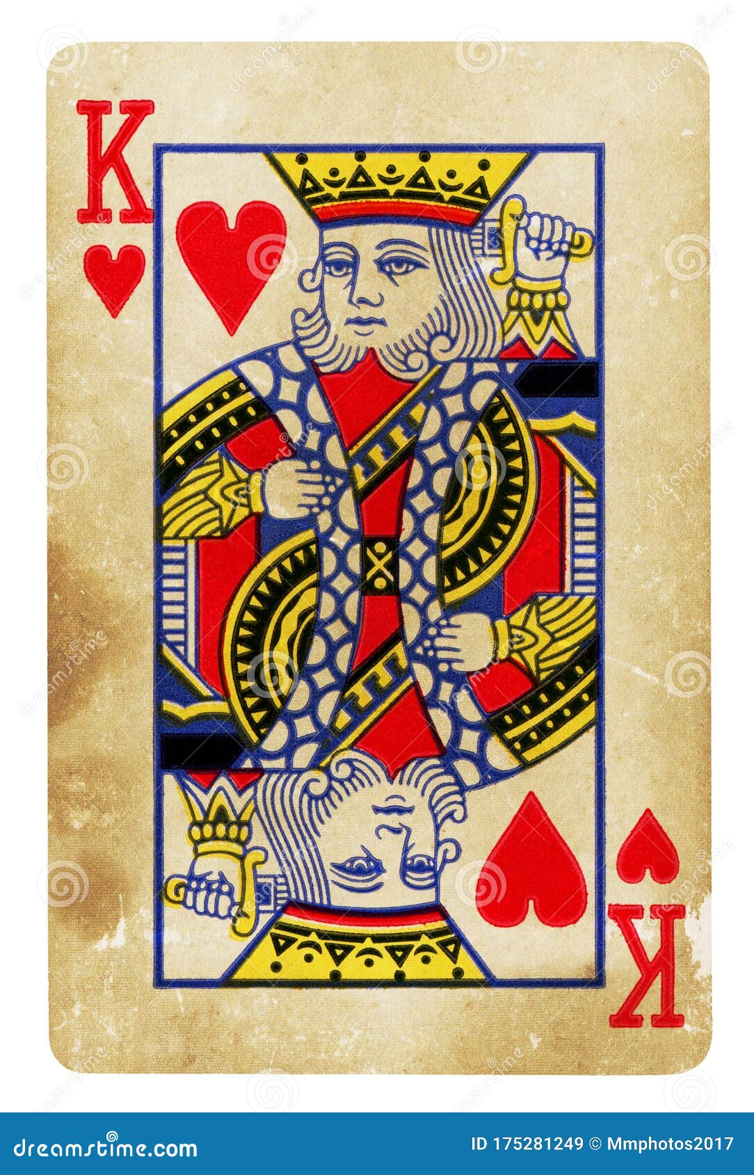 King Of Hearts Vintage Playing Card Isolated On White Stock Image - Image Of  Gamble, Deck: 175281249