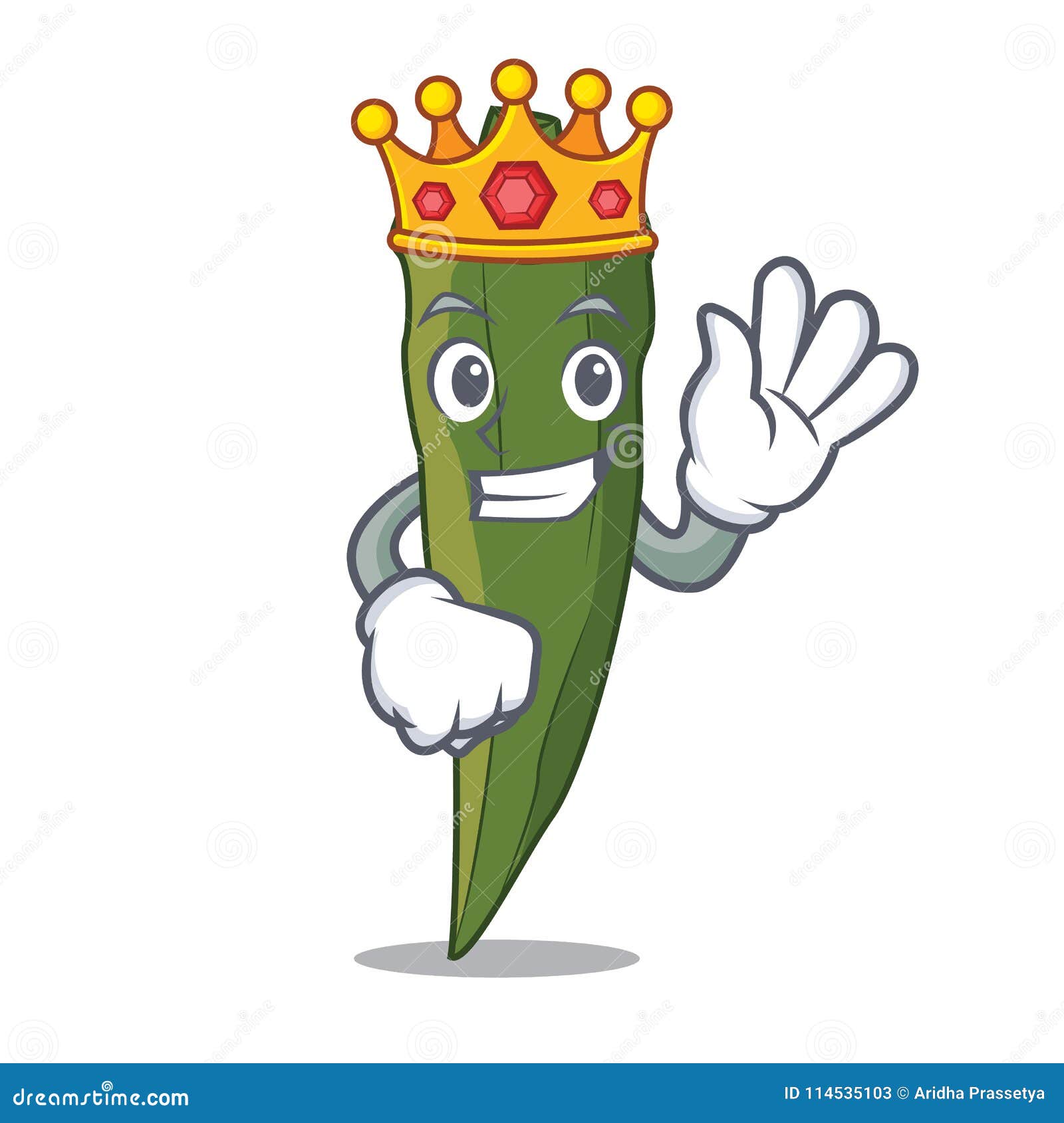 King Okra Mascot Cartoon Style Stock Vector Illustration of leader