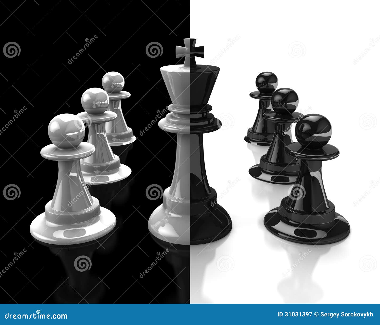 King and Pawn. Black and White. Stock Illustration - Illustration of ...