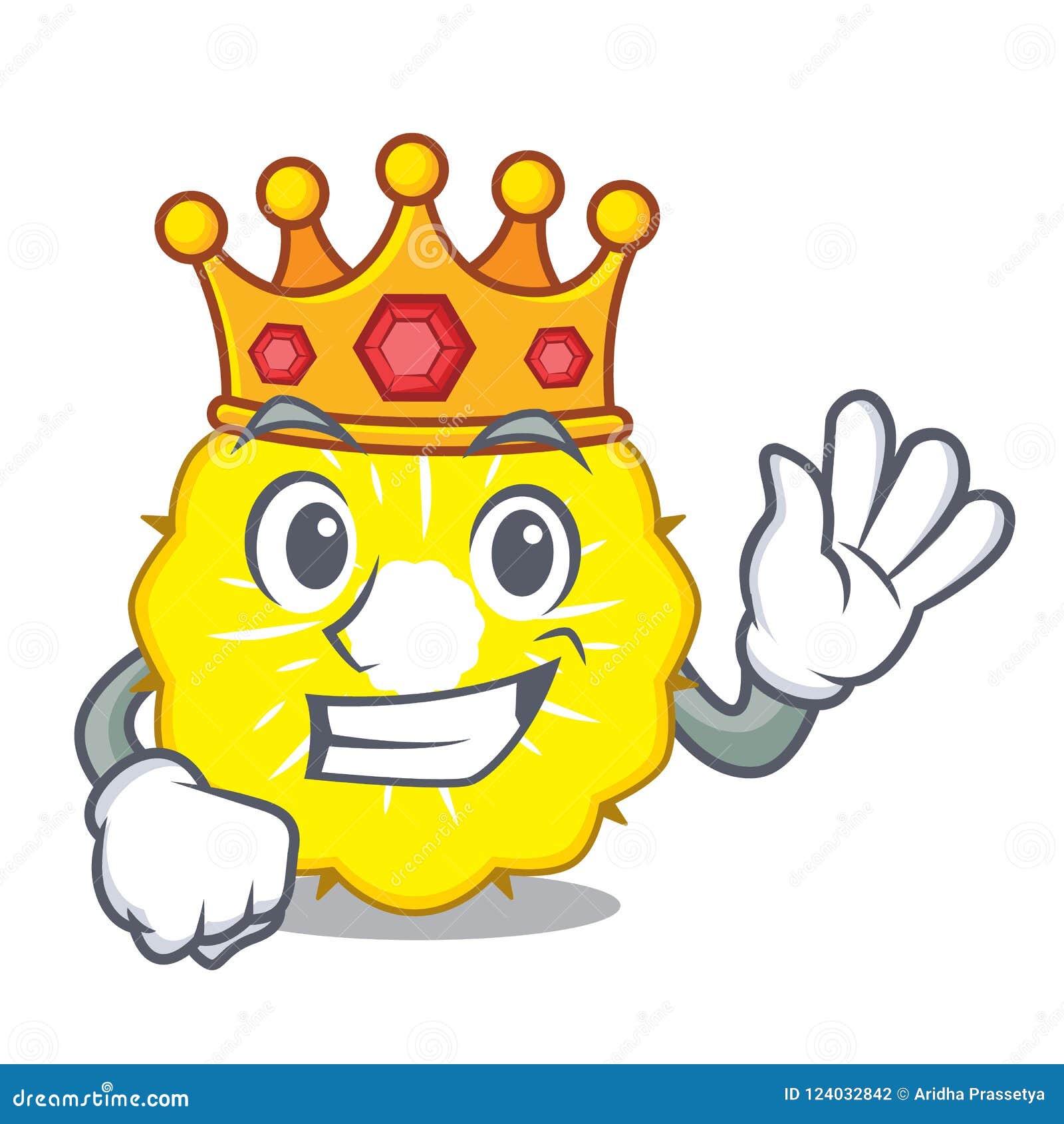 King Pineapple Slice Isolated on Mascot Stock Vector Illustration of