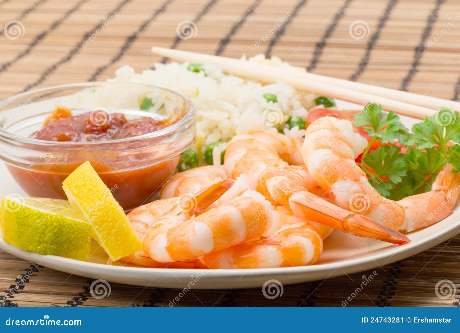 King Prawn with an Egg and Fried Rice Stock Image Image of shellfish