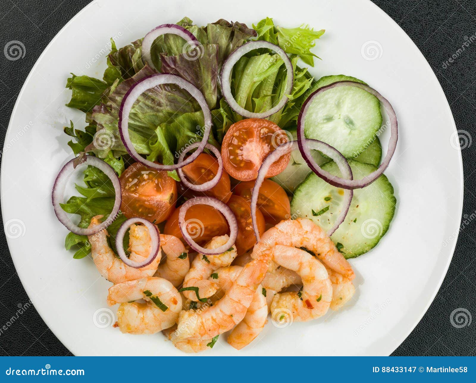 King Prawn with a Fresh Salad Stock Image Image of onion, food 88433147